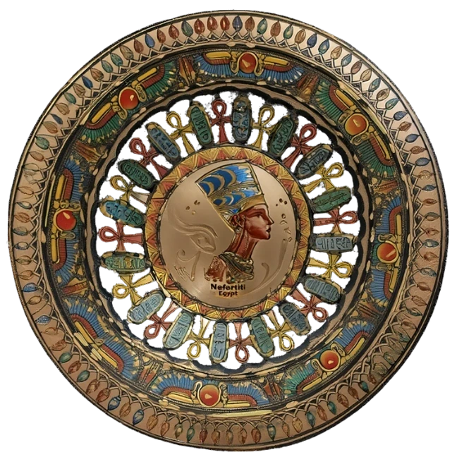 طبق نحاسي مصري يدوي بنقش نفرتيتي